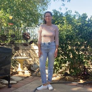 Striped boat neck tee